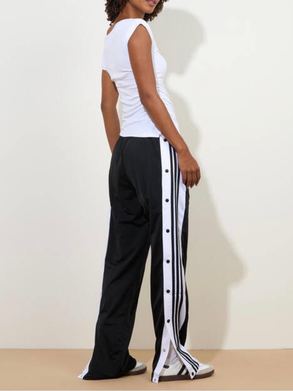 Adidas Women Adibreak Track Pants Black and White Snap-Trim Size 2X - Picture 2 of 8